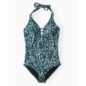 Garnet Hill Signature Lattice One-piece Swimsuit, Teal, size 6